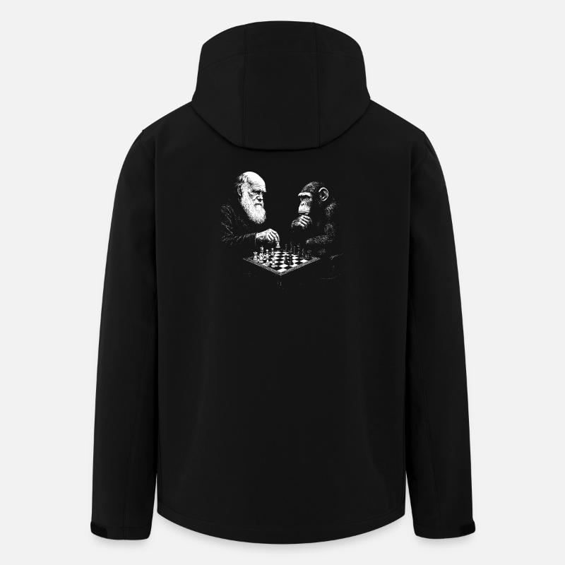 Charles Darwin spielt Schach mit Affe - Recycelte Männer Softshell-Jacke von Stanley/Stella - Schwarz