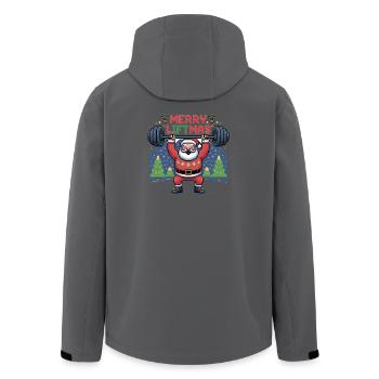 Pixel Santa lifts weights - Men’s Recycled Softshell Jacket by Stanley/Stella - black - Back - AI Model Male 185 light (185cm)