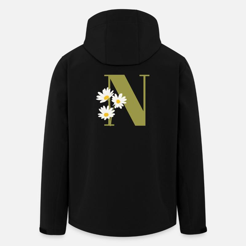 Grüner Buchstabe n Gänseblümchen - Recycelte Männer Softshell-Jacke von Stanley/Stella - Schwarz