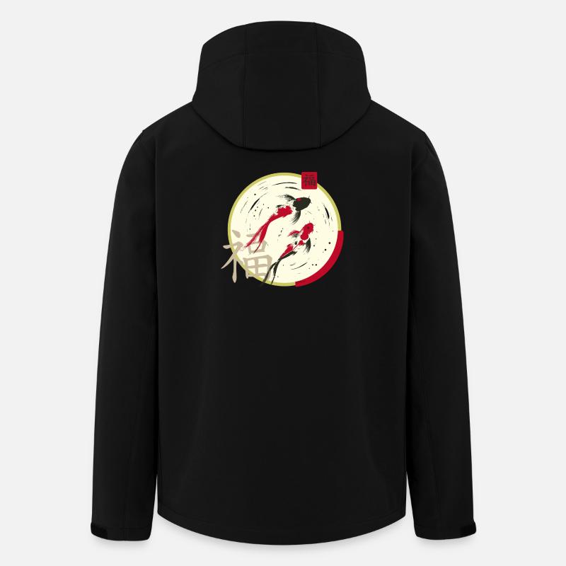 Koi Zen Moon Circle Prosperity - Men’s Recycled Softshell Jacket by Stanley/Stella - black