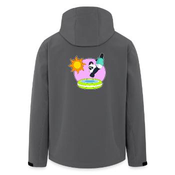 Panda Swimming Pool Summer - Men’s Recycled Softshell Jacket by Stanley/Stella - black - Back - AI Model Male 185 light (185cm)