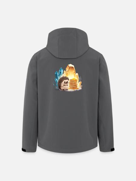 Hedgehog with pancakes in crystal cave - Men’s Recycled Softshell Jacket by Stanley/Stella - black