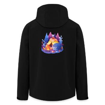 Schlafender Igel am Lagerfeuer - Recycelte Männer Softshell-Jacke von Stanley/Stella - Schwarz - Hinten - AI Model Male 185 light (185cm)