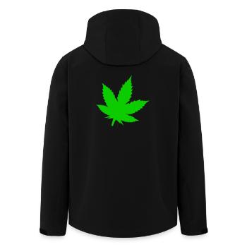 Motif de feuilles de cannabis vertes - Veste softshell homme en polyester recyclé Stanley/Stella - noir - Dos - AI Model Male 185 light (185cm)