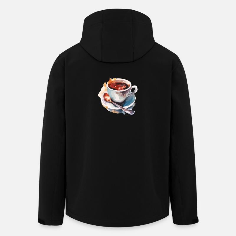 Aquarelle tasse de café aquarelle - Veste softshell homme en polyester recyclé Stanley/Stella - noir