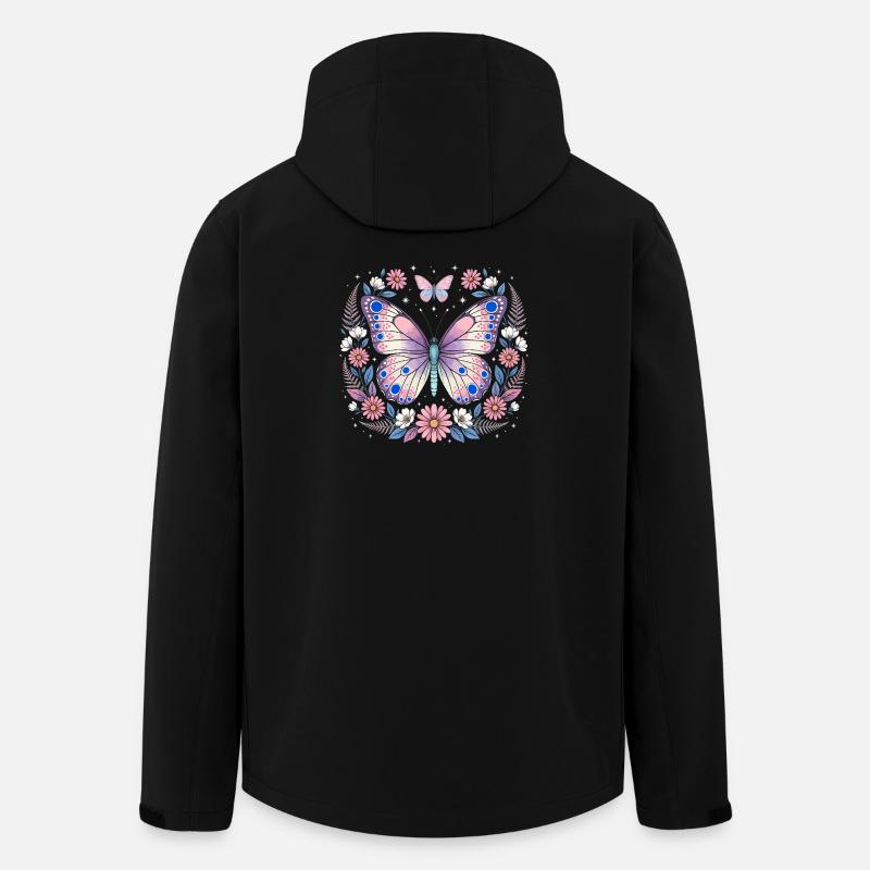 Pastellschmetterling im Blütenkranz - Recycelte Männer Softshell-Jacke von Stanley/Stella - Schwarz