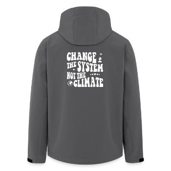 Change the system, not the climate - Men’s Recycled Softshell Jacket by Stanley/Stella - black - Back - AI Model Male 185 light (185cm)