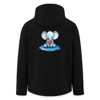 Blauer Elefant Herzfreund - Recycelte Männer Softshell-Jacke von Stanley/Stella - Schwarz - Hinten - AI Model Male 185 light (185cm)