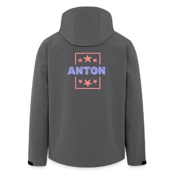 Anton - Men’s Recycled Softshell Jacket by Stanley/Stella - black - Back - AI Model Male 185 light (185cm)