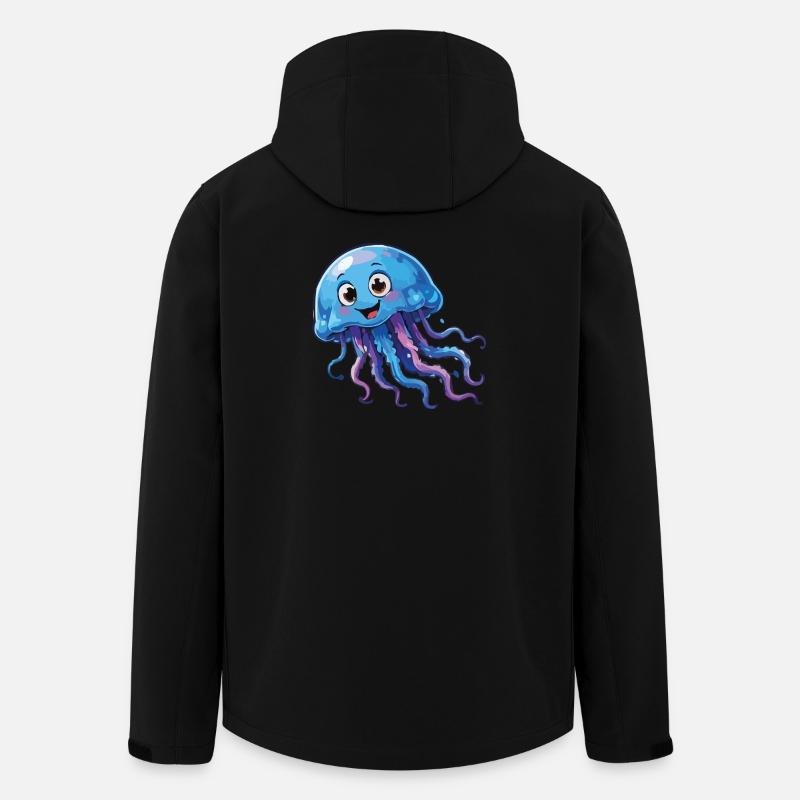 Blue Jellyfish Cartoon - Men’s Recycled Softshell Jacket by Stanley/Stella - black