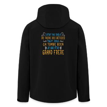 T-shirt Annonce Futur Grand Frère Humour - Veste softshell homme en polyester recyclé Stanley/Stella - noir - Dos - AI Model Male 185 light (185cm)
