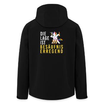 Lage ist besäufniserregend, Einhorn Bierflasche - Recycelte Männer Softshell-Jacke von Stanley/Stella - Schwarz - Hinten - AI Model Male 185 light (185cm)