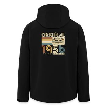 1956 Birthday Retro Vintage Vintage Gift - Men’s Recycled Softshell Jacket by Stanley/Stella - black - Back - AI Model Male 185 light (185cm)