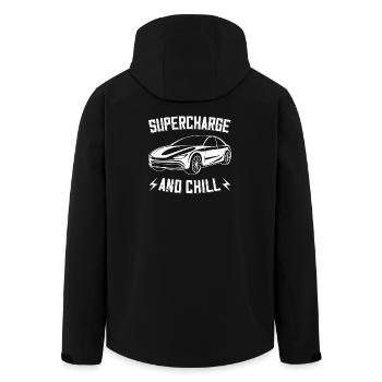Supercharge And Chill - for electric car fans - Men’s Recycled Softshell Jacket by Stanley/Stella - black - Back - AI Model Male 185 light (185cm)