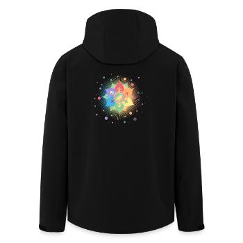 Blossom with Gender Symbols: Pride & Belonging - Men’s Recycled Softshell Jacket by Stanley/Stella - black - Back - AI Model Male 185 light (185cm)