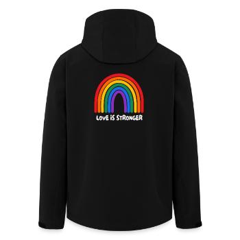 Love is stronger. LGBT - Men’s Recycled Softshell Jacket by Stanley/Stella - black - Back - AI Model Male 185 light (185cm)