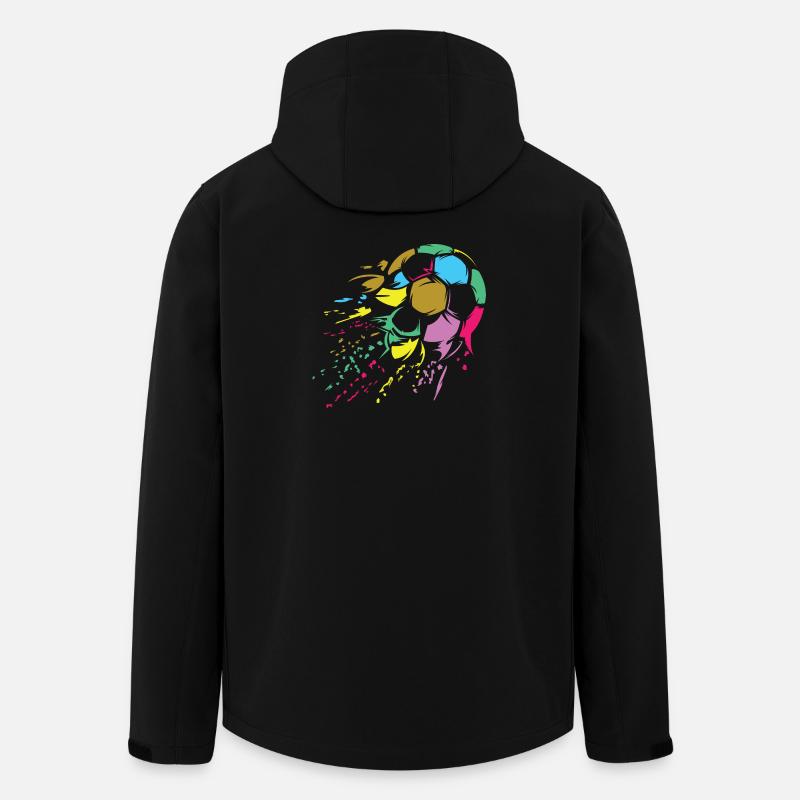 Fußball bunte Farben retro Ball Explosion Symbol - Recycelte Männer Softshell-Jacke von Stanley/Stella - Schwarz
