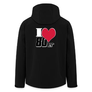 80er Party Retro Fun Shirt, 80er Motto Shirt (25) - Recycelte Männer Softshell-Jacke von Stanley/Stella - Schwarz - Hinten - AI Model Male 185 light (185cm)