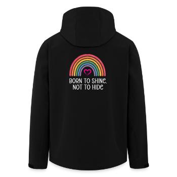 Mois de la fierté LGBTQ - Né pour briller, pas pour se cacher - Veste softshell homme en polyester recyclé Stanley/Stella - noir - Dos - AI Model Male 185 light (185cm)