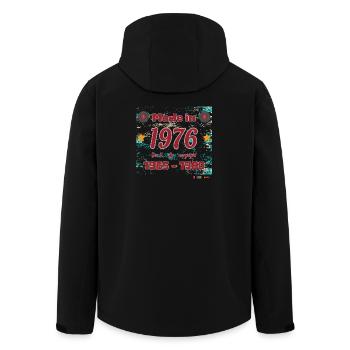 Retro 70s design with stars and discs - Men’s Recycled Softshell Jacket by Stanley/Stella - black - Back - AI Model Male 185 light (185cm)