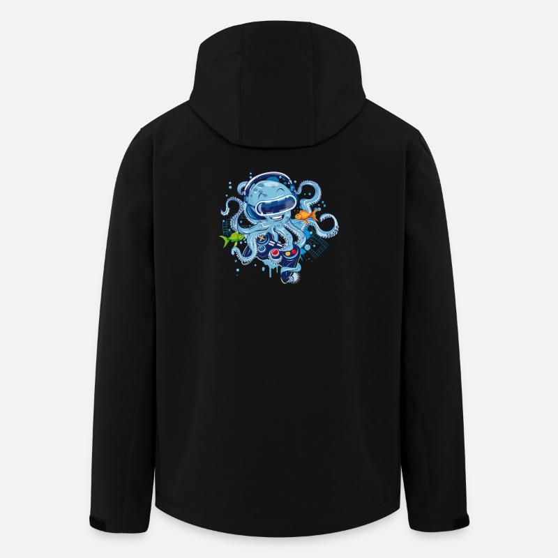 Gaming Octopus with Controller - Men’s Recycled Softshell Jacket by Stanley/Stella - black