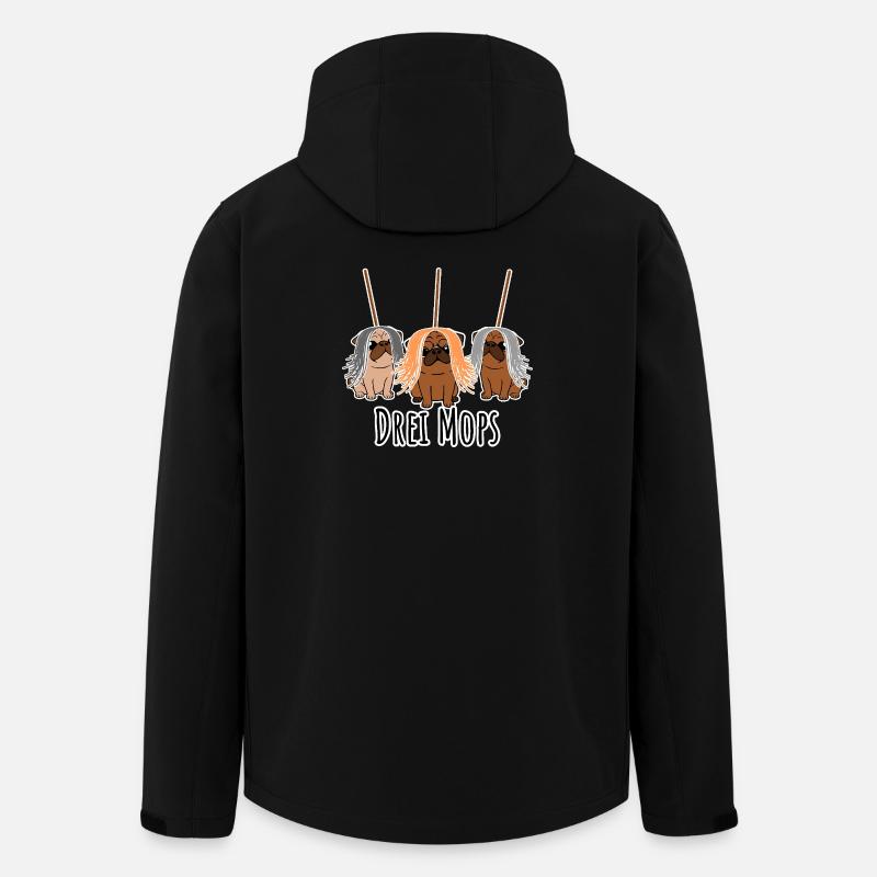 Zwei Mops - Hunde oder Putzgeräte? Hunde Humor? - Recycelte Männer Softshell-Jacke von Stanley/Stella - Schwarz