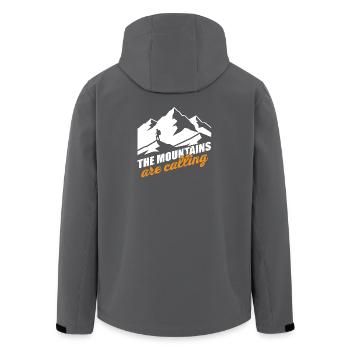 Mountains Calling - Mountain Motif - Men’s Recycled Softshell Jacket by Stanley/Stella - black - Back - AI Model Male 185 light (185cm)