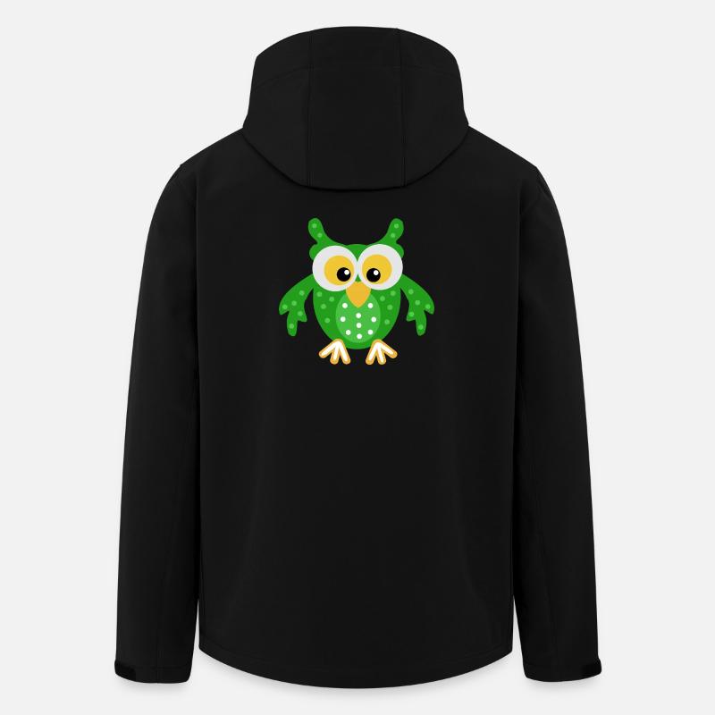 Grüne Eule mit Punkten - Recycelte Männer Softshell-Jacke von Stanley/Stella - Schwarz