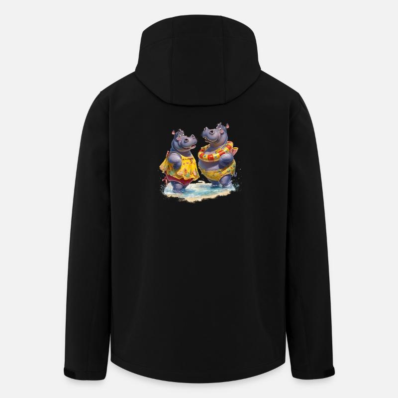 Deux hippopotames en maillot de bain - Veste softshell homme en polyester recyclé Stanley/Stella - noir