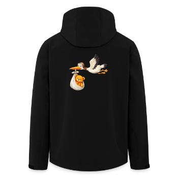 Cigogne Bébé Accouchement Teddy en Nounours en Paquet Nouveau-Né - Veste softshell homme en polyester recyclé Stanley/Stella - noir - Dos - AI Model Male 185 light (185cm)