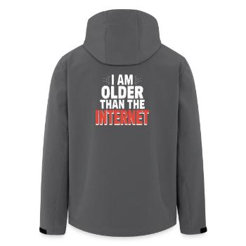 I am older than the Internet - Funny Quote T-Shirt - Men’s Recycled Softshell Jacket by Stanley/Stella - anthracite - Back - AI Model Male 185 light (185cm)