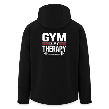 Gym Is My Therapy – Motivations Gym Spruch - Recycelte Männer Softshell-Jacke von Stanley/Stella - Schwarz - Hinten - AI Model Male 185 light (185cm)