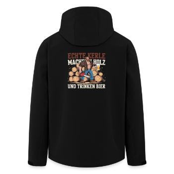 Real Guys Wood and Beer Power - Men’s Recycled Softshell Jacket by Stanley/Stella - black - Back - AI Model Male 185 light (185cm)
