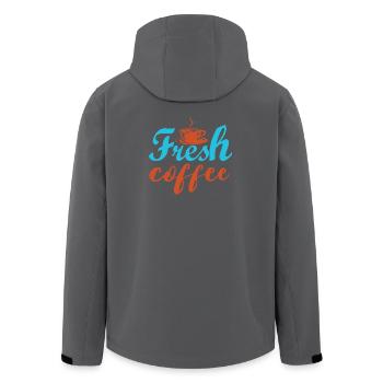 Fresh coffee - colorful inscriptions - Men’s Recycled Softshell Jacket by Stanley/Stella - black - Back - AI Model Male 185 light (185cm)