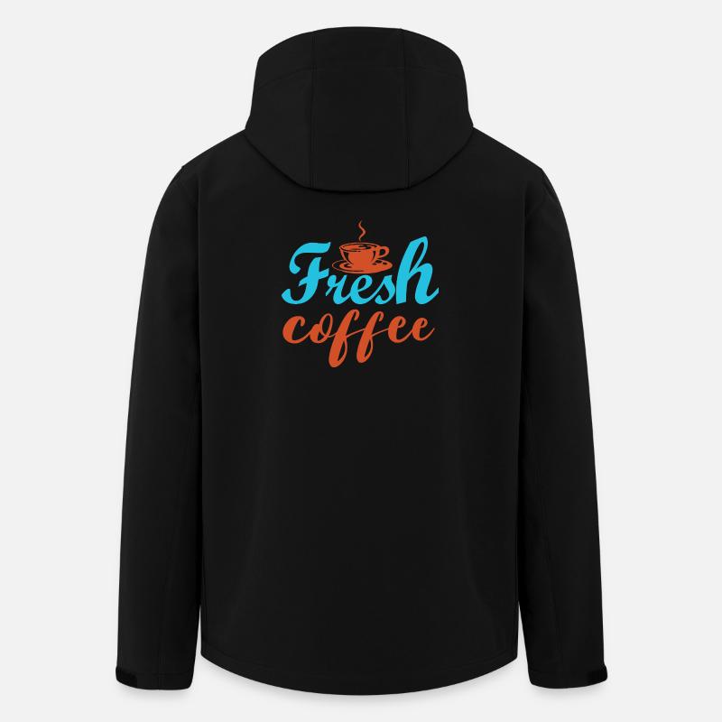 Frischer Kaffee – bunte Inschriften - Recycelte Männer Softshell-Jacke von Stanley/Stella - Schwarz