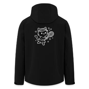 Kawaii Katze Tennisspieler - Recycelte Männer Softshell-Jacke von Stanley/Stella - Schwarz - Hinten - AI Model Male 185 light (185cm)