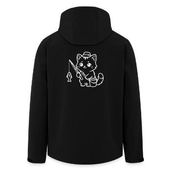Kawaii Katze Fischen - Recycelte Männer Softshell-Jacke von Stanley/Stella - Schwarz - Hinten - AI Model Male 185 light (185cm)