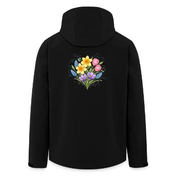 Spring flowers in embroidery style - Men’s Recycled Softshell Jacket by Stanley/Stella - black - Back - AI Model Male 185 light (185cm)
