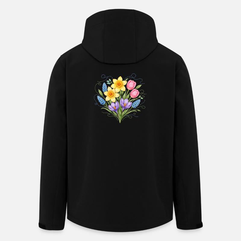 Spring flowers in embroidery style - Men’s Recycled Softshell Jacket by Stanley/Stella - black