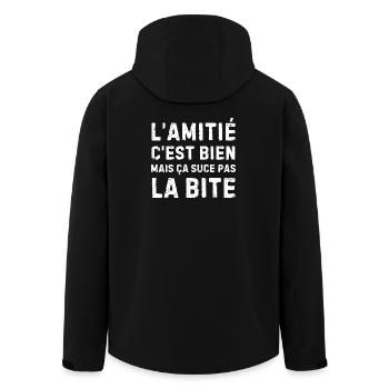 L’amitié c’est bien… humour drôle pour amis - Veste softshell homme en polyester recyclé Stanley/Stella - noir - Dos - AI Model Male 185 light (185cm)