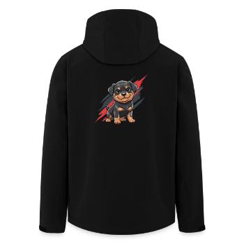 Cuddly puppy Rottweiler cartoon - Men’s Recycled Softshell Jacket by Stanley/Stella - black - Back - AI Model Male 185 light (185cm)