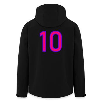 10. 10 YEARS. 10th ANNIVERSARY. 10 YEAR ANNIVERSARY. - Men’s Recycled Softshell Jacket by Stanley/Stella - black - Back - AI Model Male 185 light (185cm)