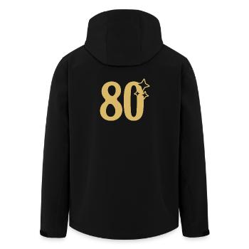 80th Birthday 80th Anniversary Gold Star - Men’s Recycled Softshell Jacket by Stanley/Stella - black - Back - AI Model Male 185 light (185cm)