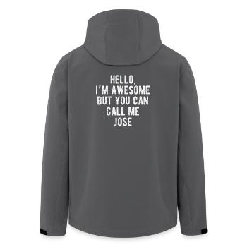 Hallo, mir geht's großartig, nenn mich Jose, lustiges Zitat - Recycelte Männer Softshell-Jacke von Stanley/Stella - Schwarz - Hinten - AI Model Male 185 light (185cm)