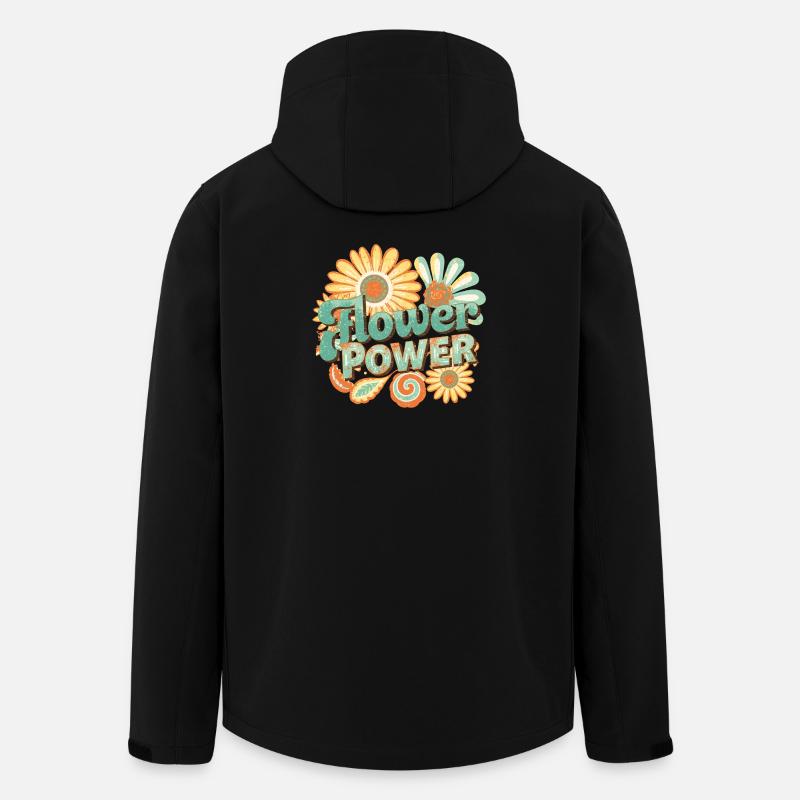 Flower Power Retrogo - Recycelte Männer Softshell-Jacke von Stanley/Stella - Schwarz