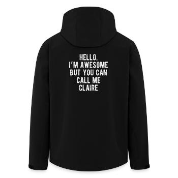 Bonjour je suis géniale, appelez-moi Claire, citation drôle - Veste softshell homme en polyester recyclé Stanley/Stella - noir - Dos - AI Model Male 185 light (185cm)