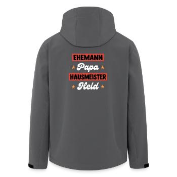 Grillmeister Papa Vater Held BBQ Männer - Recycelte Männer Softshell-Jacke von Stanley/Stella - Anthrazit - Hinten - AI Model Male 185 light (185cm)
