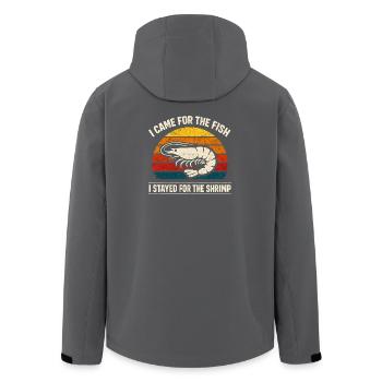 Wegen Fisch hier, wegen Garnelen geblieben - Recycelte Männer Softshell-Jacke von Stanley/Stella - Schwarz - Hinten - AI Model Male 185 light (185cm)