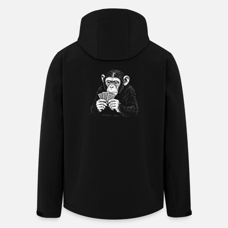 Cartes à jouer chimpanzés - Veste softshell homme en polyester recyclé Stanley/Stella - noir