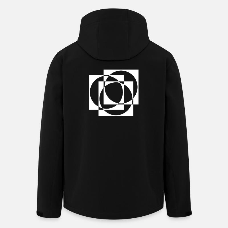 Geometric Circles and Squares Overlay - Men’s Recycled Softshell Jacket by Stanley/Stella - black